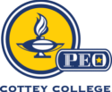 Logo featuring a lit torch inside a yellow circle with 'PEO' text and a star on a blue background.